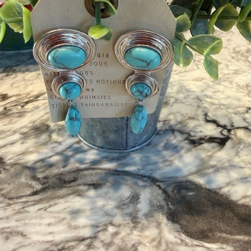 Anthropologie Turquoise and Silver Earrings